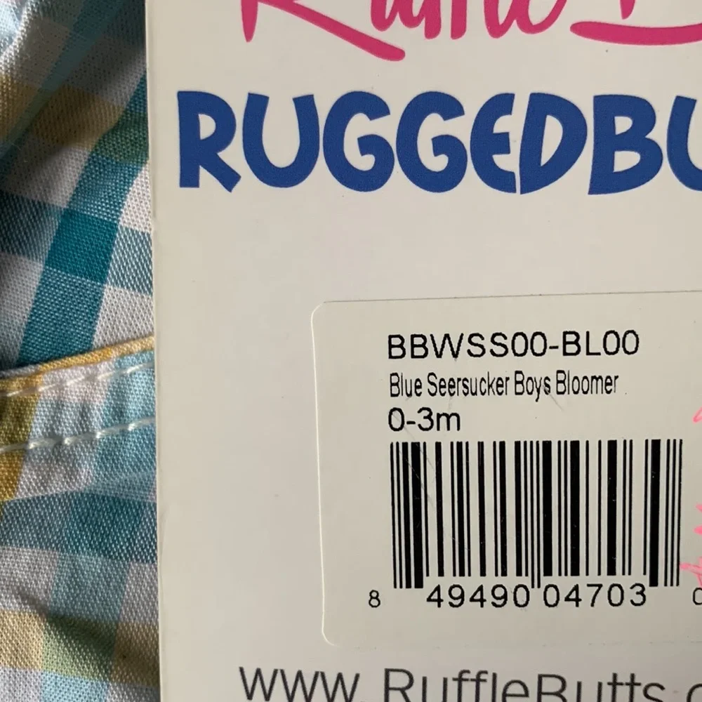 Rugged Butts by Ruffle Butts Boys Seersucker Bloomer/Diaper Cover NWT size 0-3m